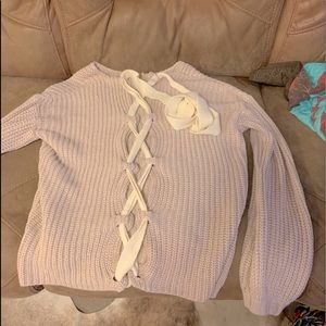 Pink lace back sweater